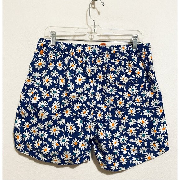 J Crew Swim Trunks Mens Medium Blue Floral Drawstring Waist Lined Beachy Summer - Picture 3 of 4